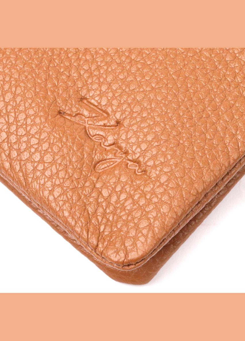 Мужское портмоне из зернистой кожи с отделом на молнии светло-коричневое (sku_21064) No Brand (327819382)