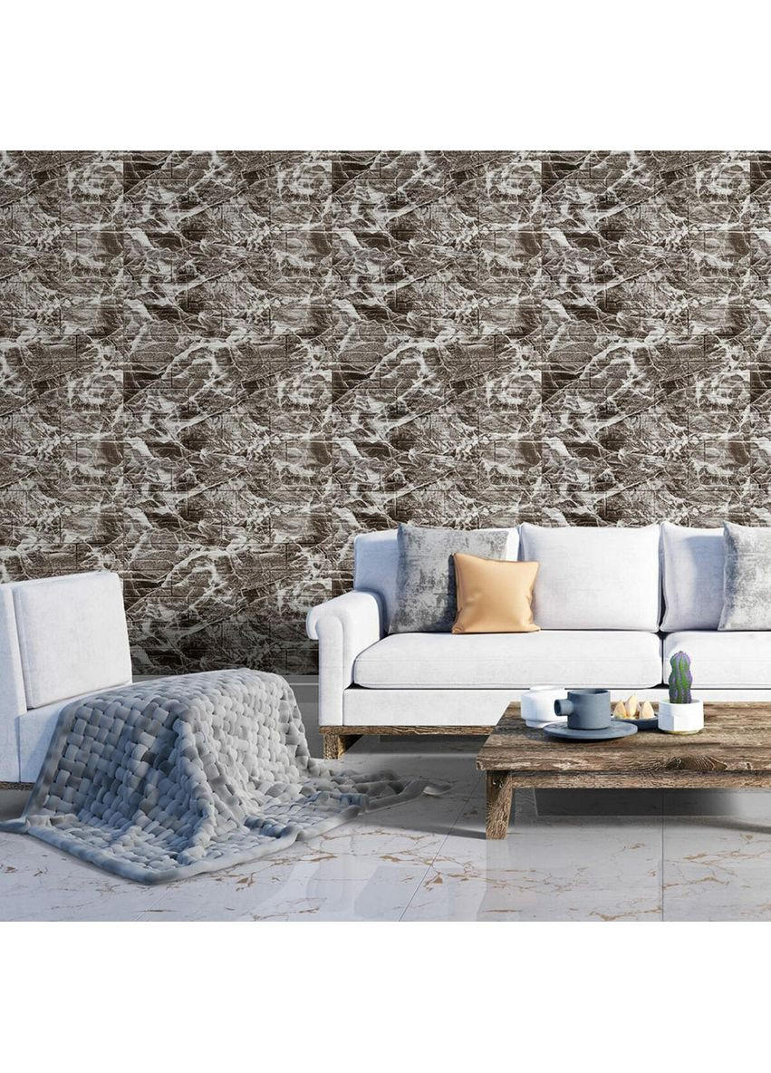 Самоклеюча декоративна 3D панель Камінь сіра рвана цегла700х770х3мм (158) SW-00000487 Sticker Wall (329894955)