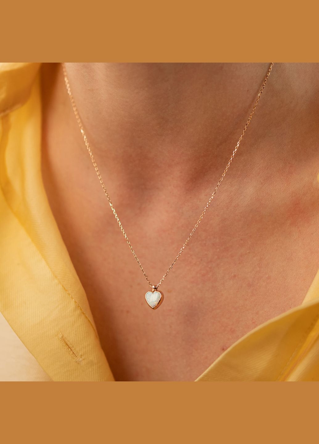 Колье Сердечко с опалом (красное золото) кол02413 43 Oniks (264392828)