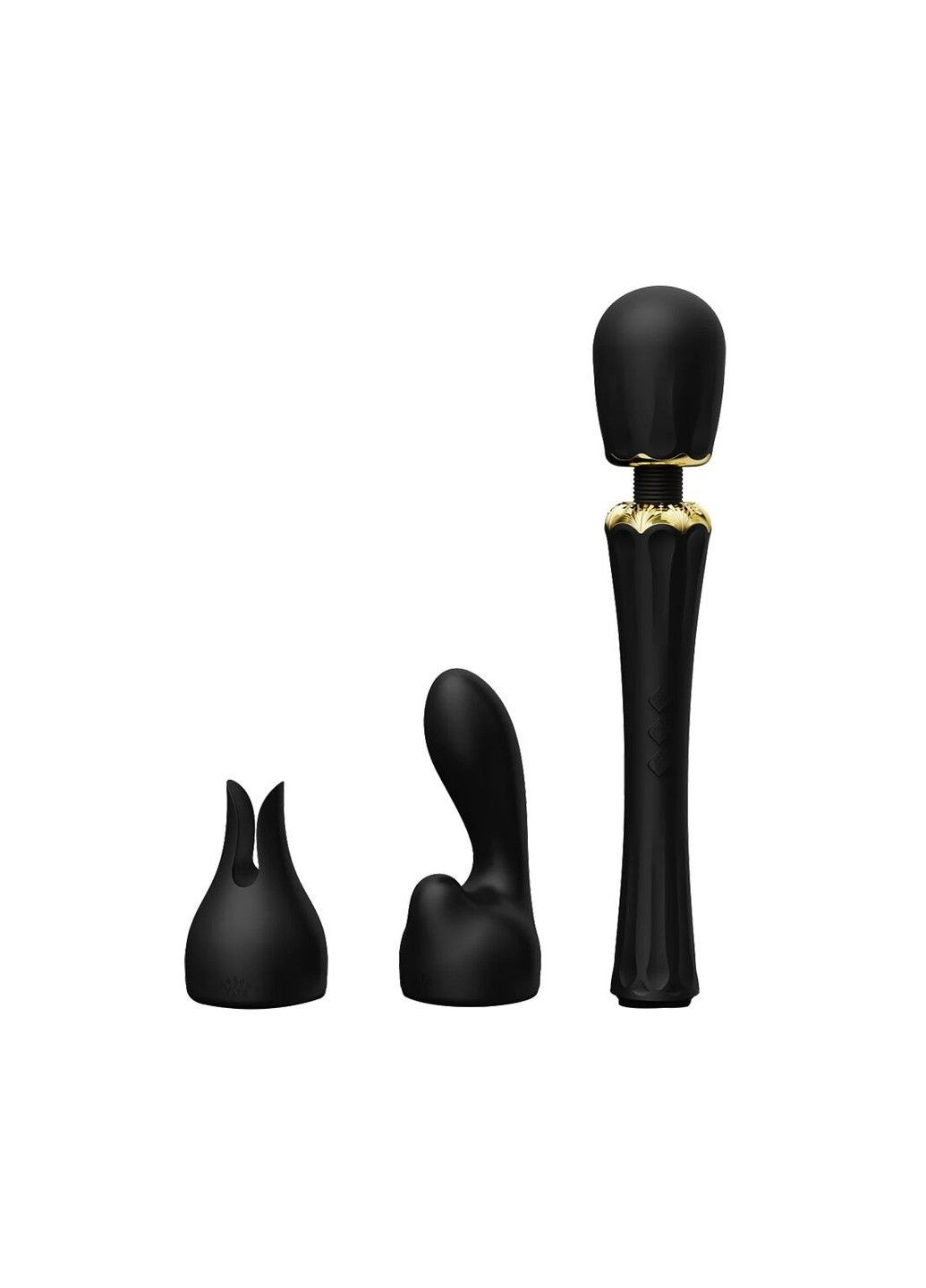 Вібромасажер з насадками Kyro Wand Obsidian Black потужний вібратор для точкової стимуляції Zalo (298348901)