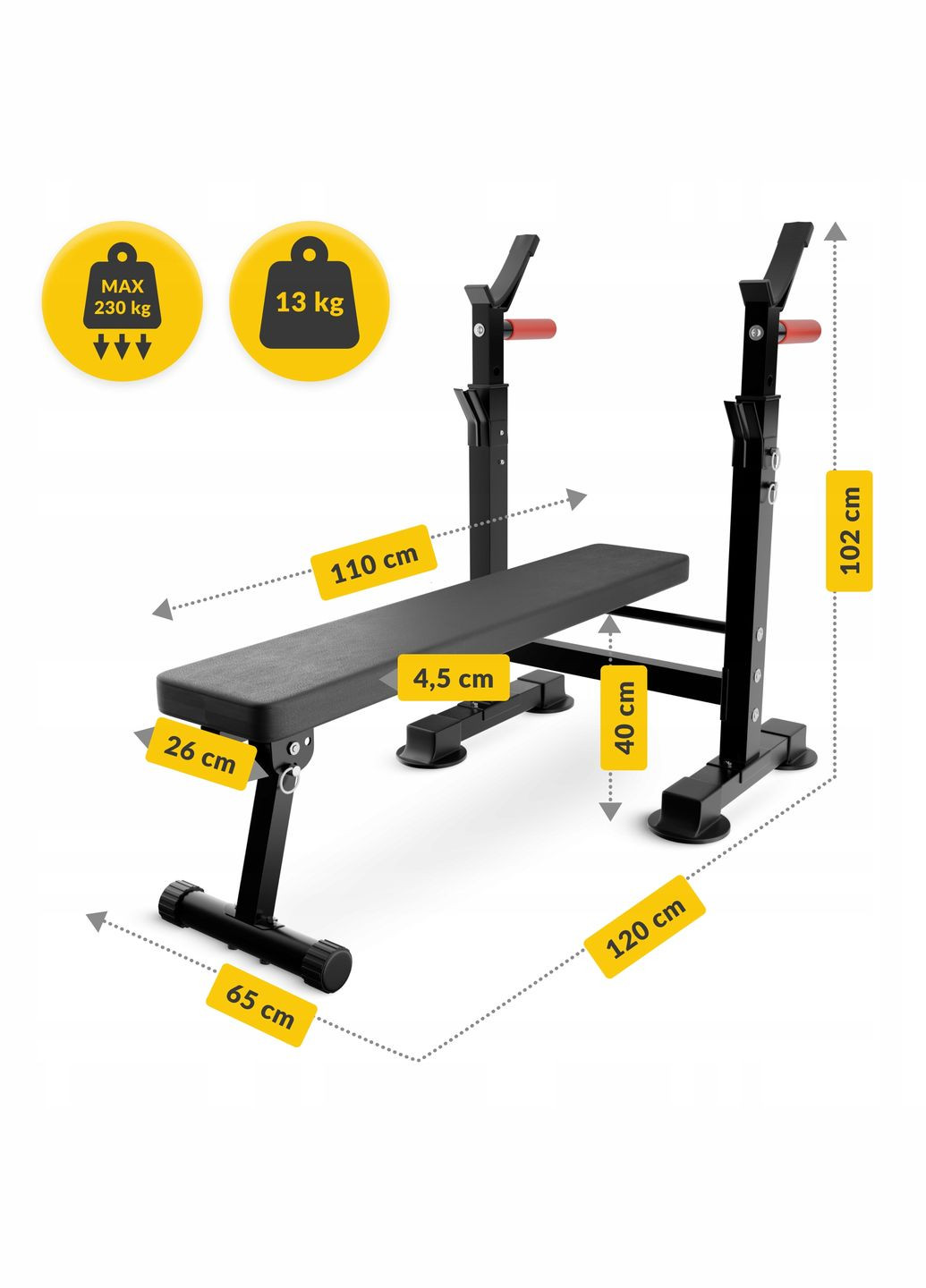 Лава тренувальна для жиму Pro+ складна Black (P-5905973402590) 4FIZJO (311505597)