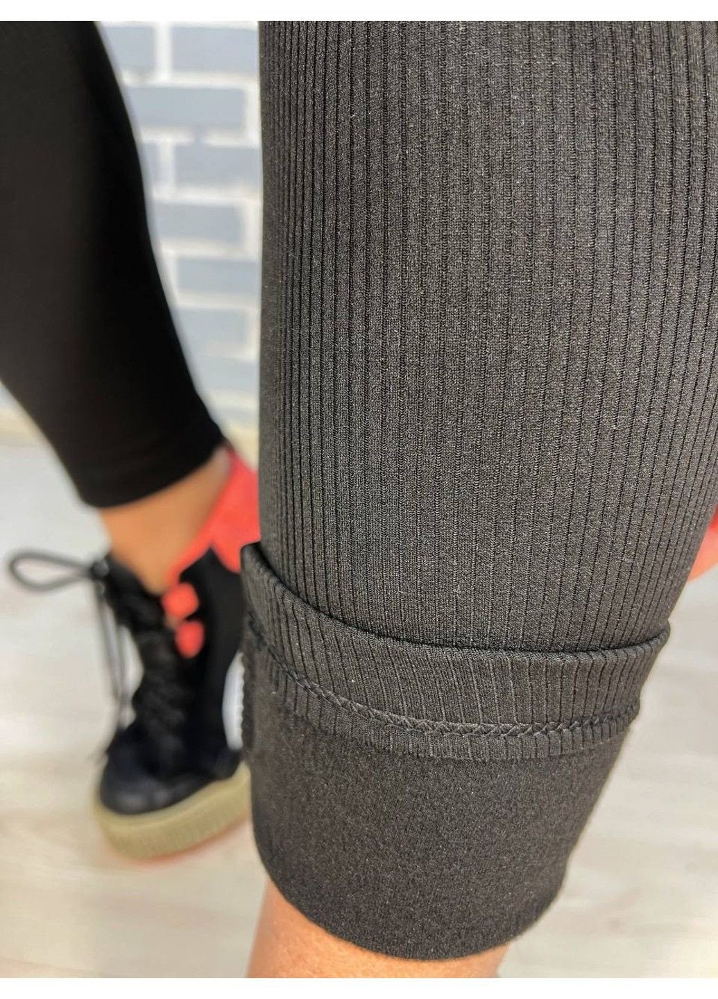 Лосини жіночі 706 рубчик широкий пояс утеплені фліс чорні PRENSES (327994022)