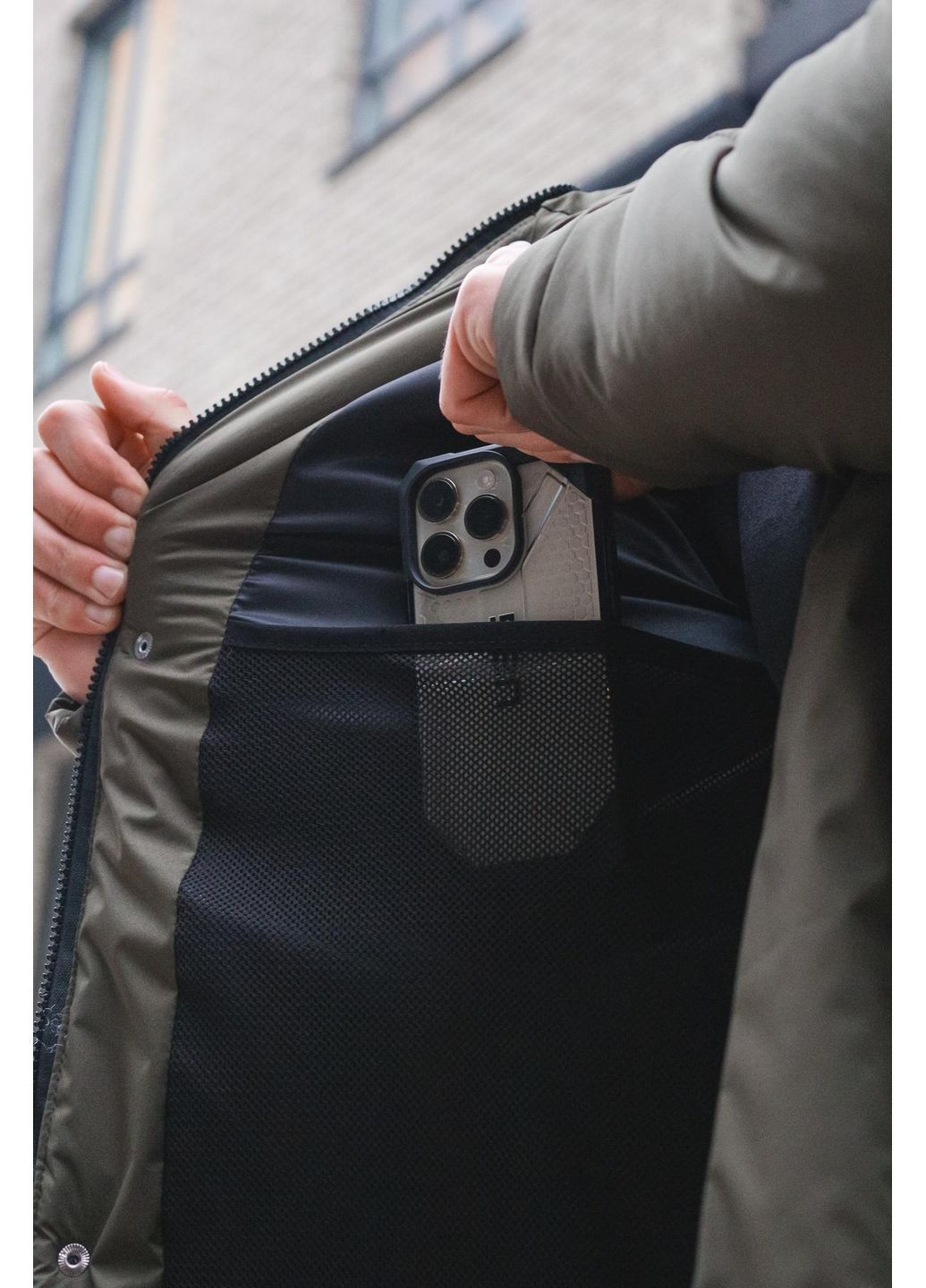 Оливковая (хаки) зимняя парка зимняя европейская плащевка съемный мех No Brand