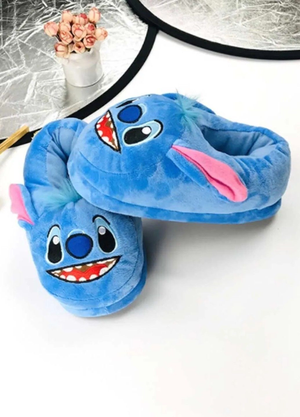 Синие взрослые тапочки кигуруми стич синий Lalapka