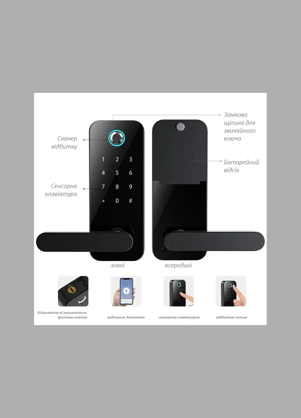 Умный замок с отпечатком пальца на входную дверь Smart, сенсорная клавиатура Bluetooth TUYA (301350833)
