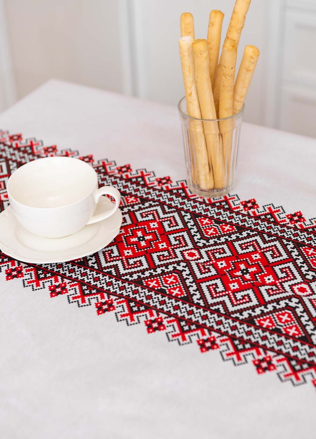 Скатерть хлопковая "Буковина" (красная) 1.5м х 2.2м (раскладной стол) Homedec - (352767919)