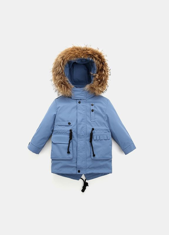 Голубая демисезонная куртка детская трансформер с черной курткой (голубой 150см) (10979) Qoopixie