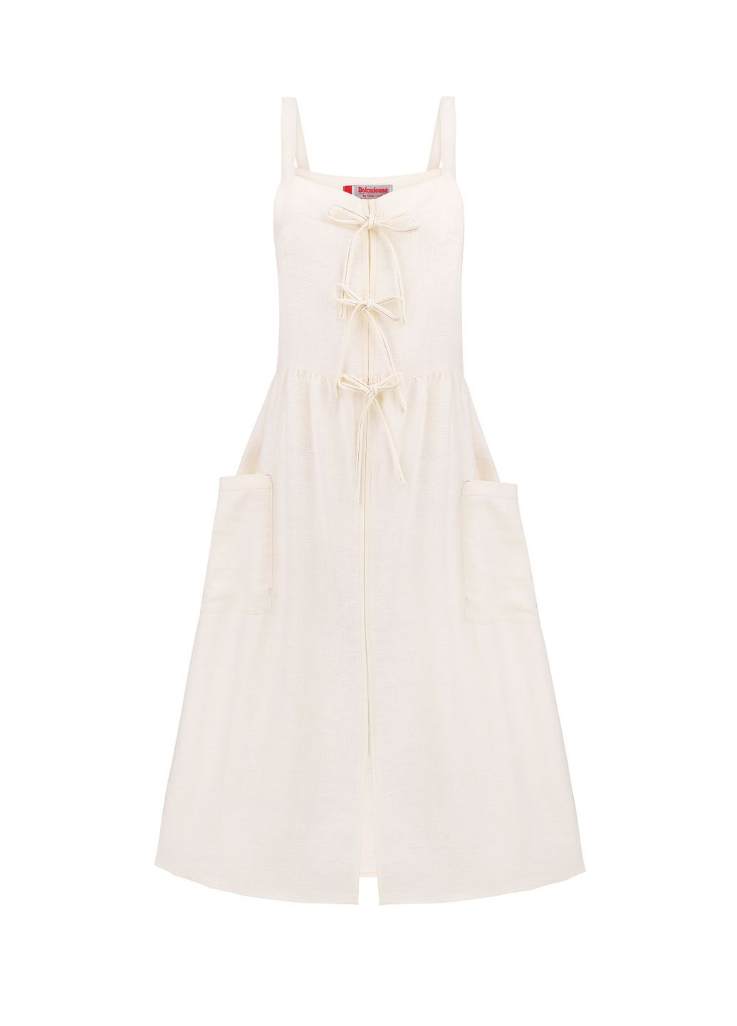 женский лляный молочный сарафан в стиле сафари аметиста Dolcedonna