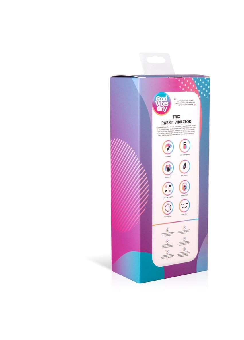 Вібратор-кролик Trix, силіконовий, фіолетовий, 22.5 см х 4 см Good Vibes Only (298936205)