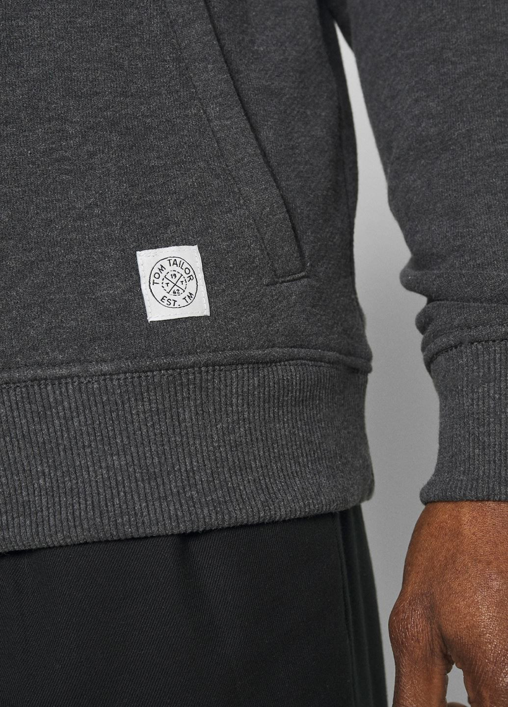 Чоловічий графітовий трикотажний светр на блискавці Tom Tailor (371575622)