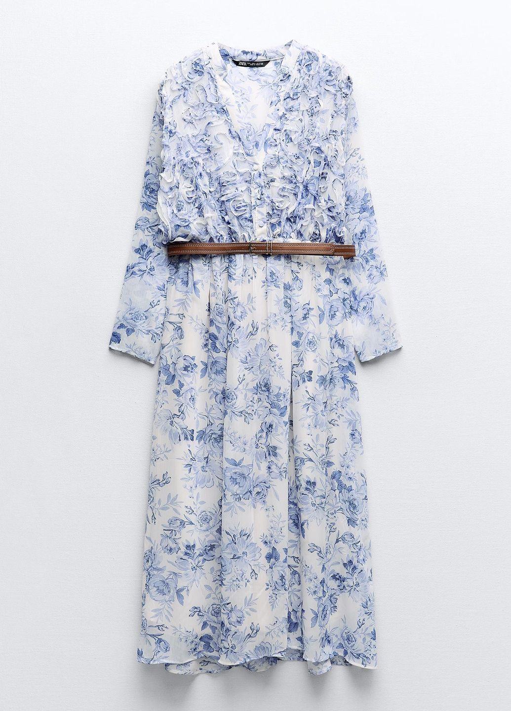 Синее праздничный платье Zara с цветочным принтом