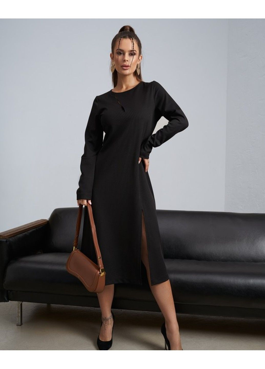 Черное повседневный платье 14492 xl черный ISSA PLUS