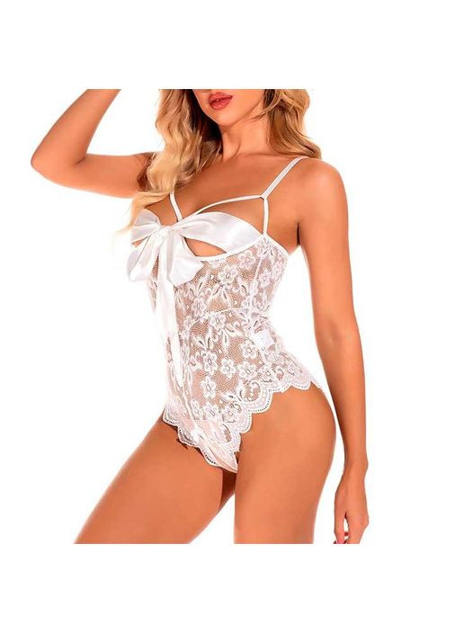 Эротическое боди с открытым доступом и бантом - Белый Эротическое белье Drive M.M. (327875463)