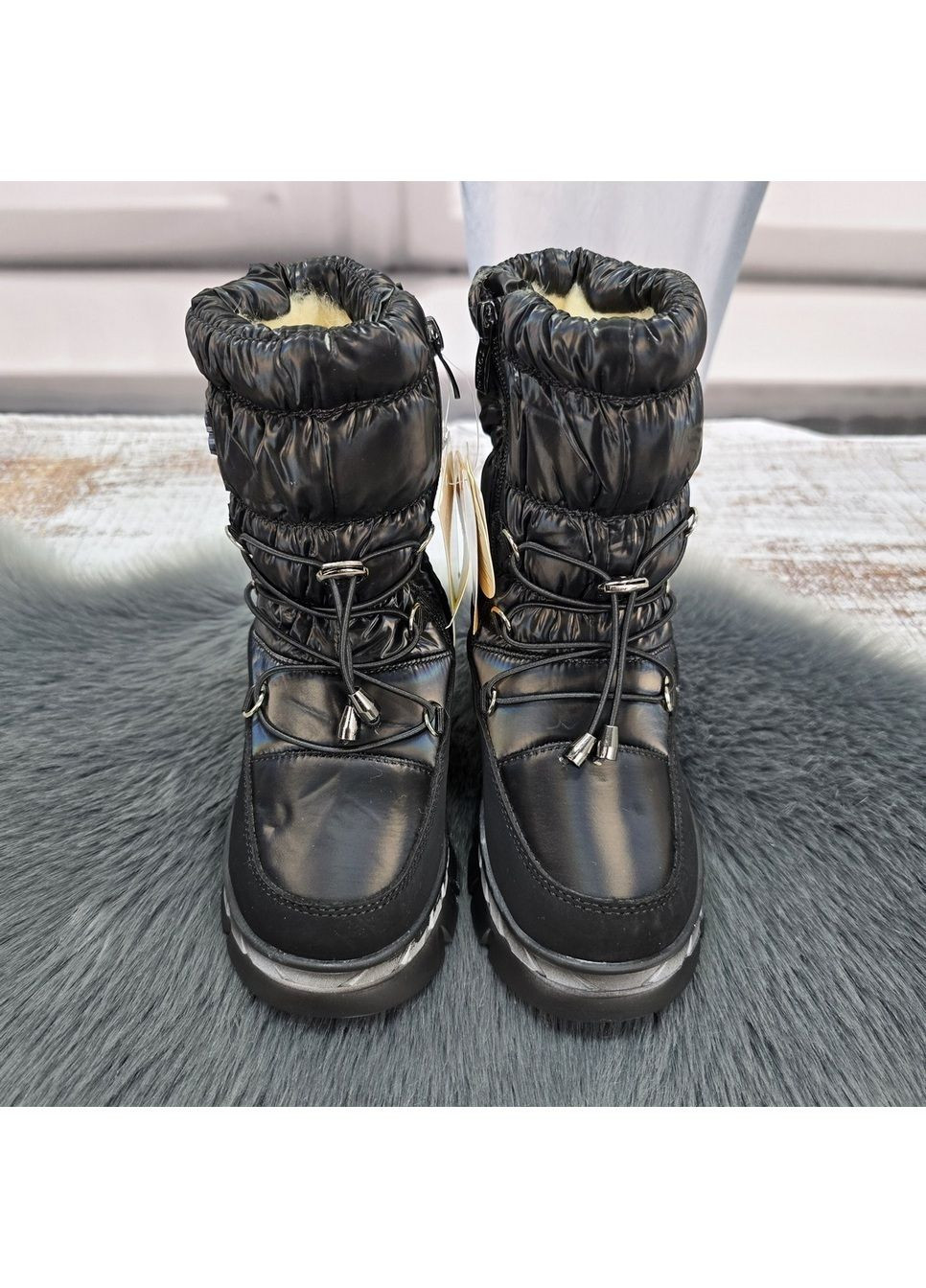 Зимние сапоги дутики детские зимние для девочки серые с фиолетовым. Tom.M