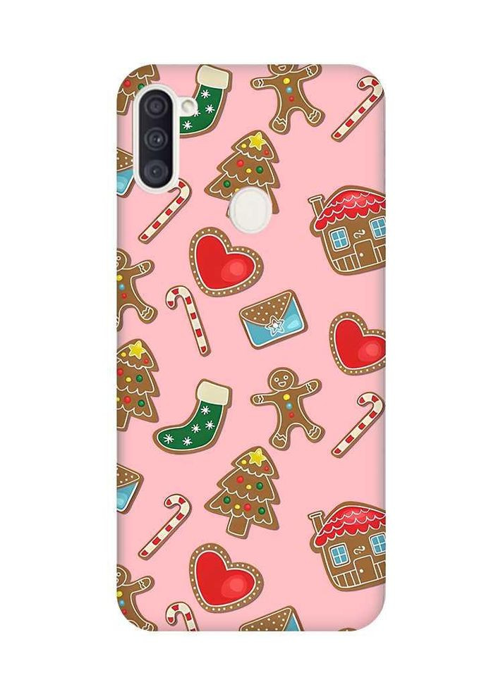 Матовий рожевий чохол на Samsung Galaxy A11 Різдвяний фон (новорічний принт 181) Creative (362968037)
