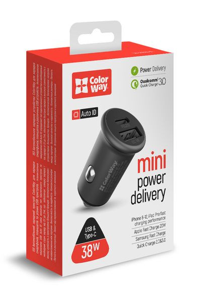 Автомобильное зарядное устройство 2USB TypeC PD20W + USB QC3.0 38W Gray Colorway (301469239)