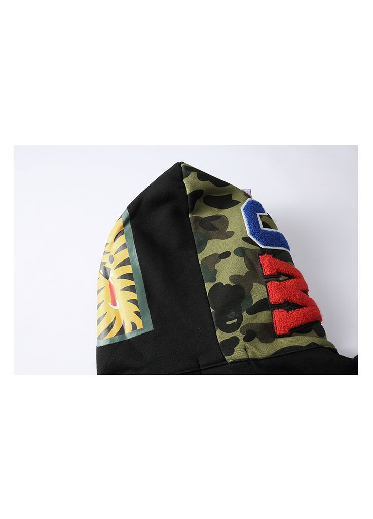 Кофта чорна Bape A Bathing Ape Shark Green Camo Full Zip Hoodie Unisex (356677801)