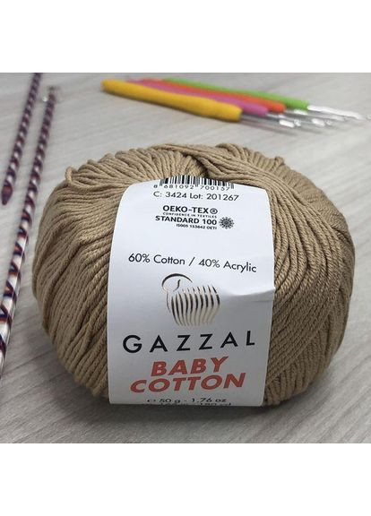 Пряжа Baby Cotton колір 3424 Бежевий Gazzal (352745715)