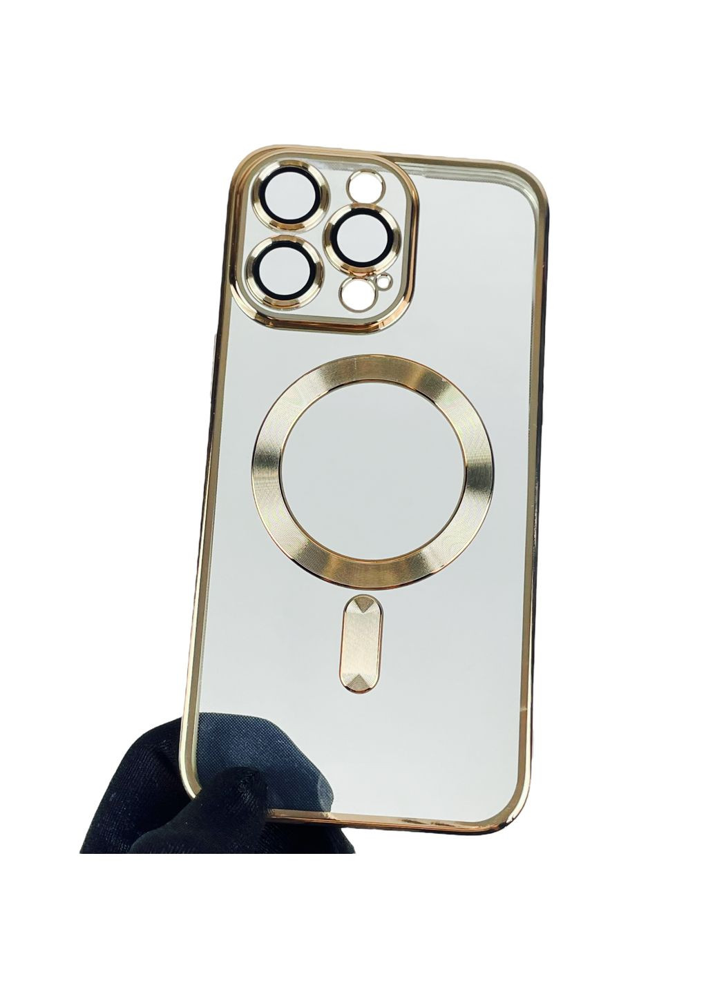 Чехол для Iphone 15 Pro Max с линзами для камеры с магнитом магсейф на айфон 15 про макс жёлтый золотой Apple (366019607)