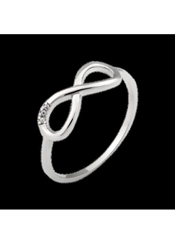 Срібна каблучка Нескінченність з чотирма маленькими фіанітами Каштан (342335352)