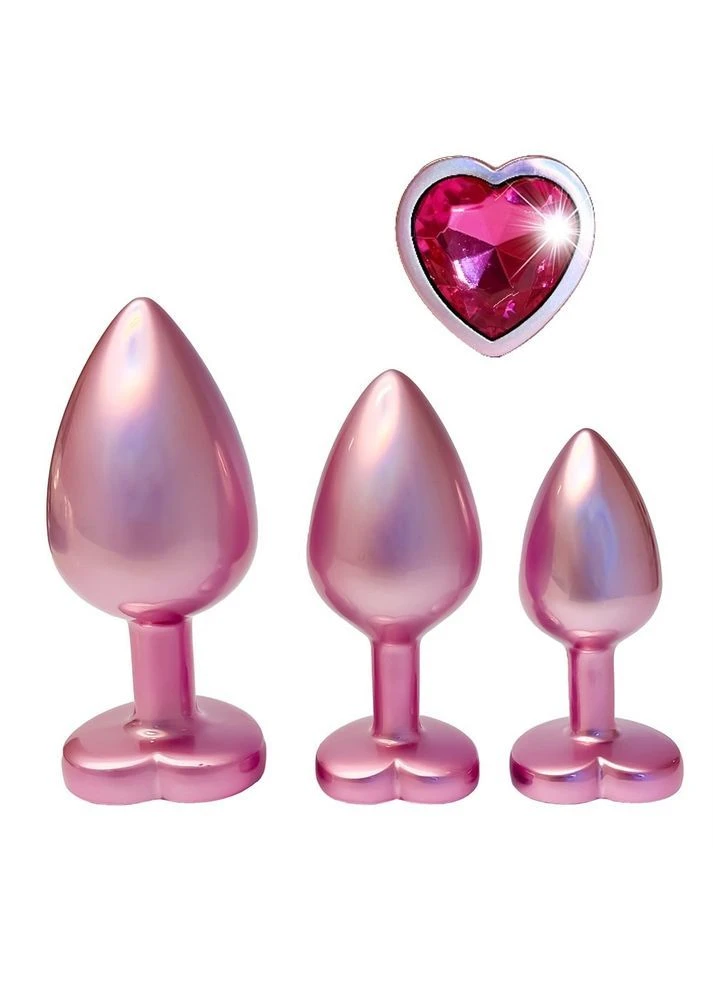 Набор из трёх анальных пробок Dream Toys Gleaming Love, размеры S, M, L, перламутрово-розовый No Brand (386411976)