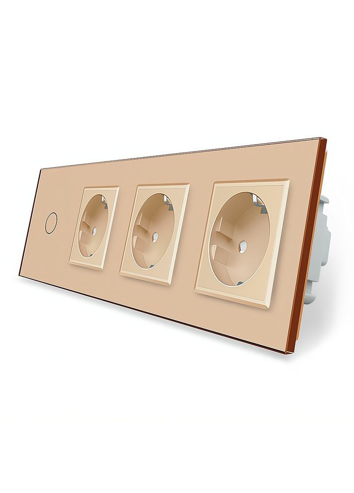 Умный сенсорный ZigBee выключатель 1 сенсор 3 розетки золото стекло (VL-C701Z/C7C3EU-13) Livolo (370985016)