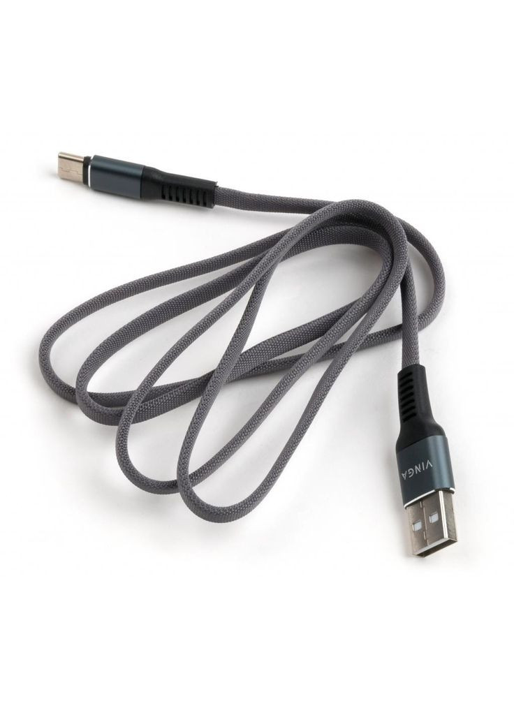 Дата кабель USB 2.0 AM to Type-C 1m flat nylon gray (m448171) Vinga USB 2.0 AM to USB-C 1.0m flat nylon gray (367068804)