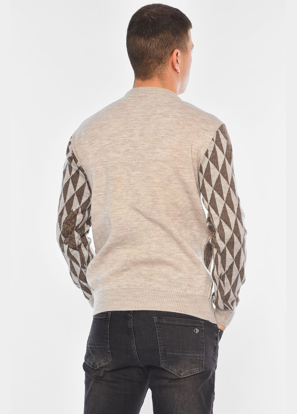 Бежевый демисезонный свитер мужской однотонный бежевого цвета пуловер Let's Shop