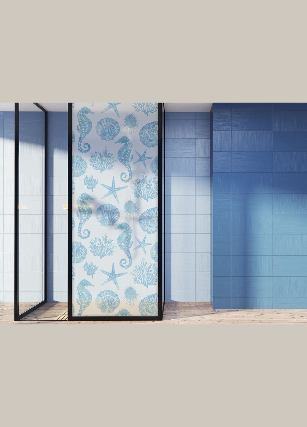 Декоративная матовая пленка на окна и зеркала Морской мир самоклейка на стекло 1 метр погонный Zatarga (324218701)