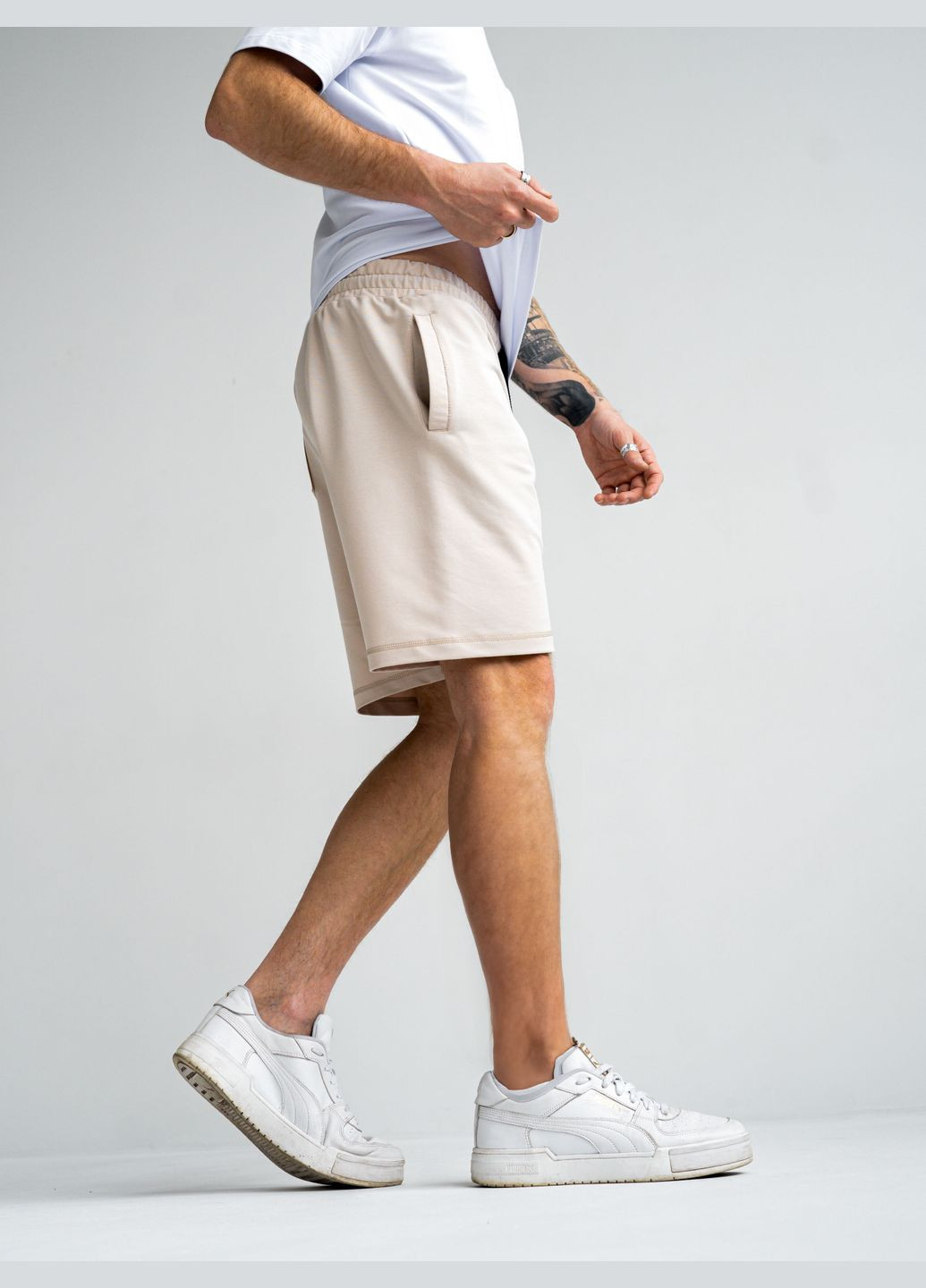 Шорты мужские спортивные повседневные серые шорты трикотажные оверсайз из хлопка baske Teamv (341721049)