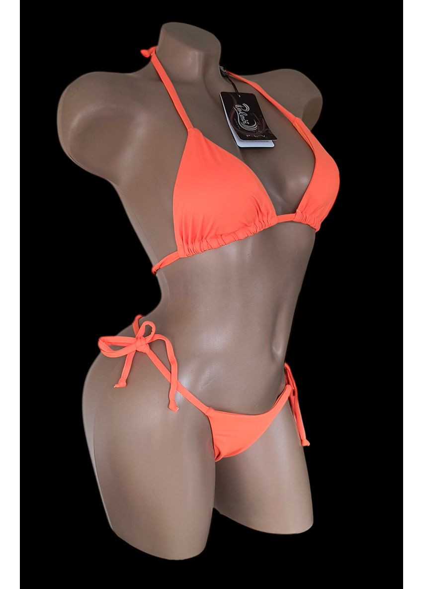 Персиковий демісезонний жіночий купальник на зав'язках роздільний "шторка" бікіні Polovi Шторка