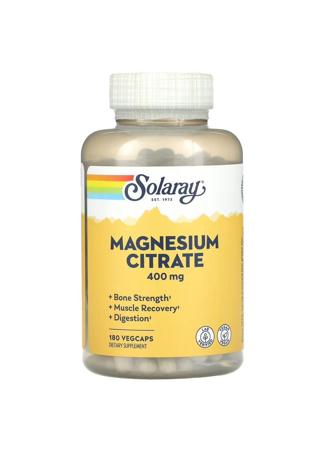 Магній цитрат, Magnesium Citrate,, 400 мг, 180 вегетаріанських капсул (SOR37402) Solaray (266039029)