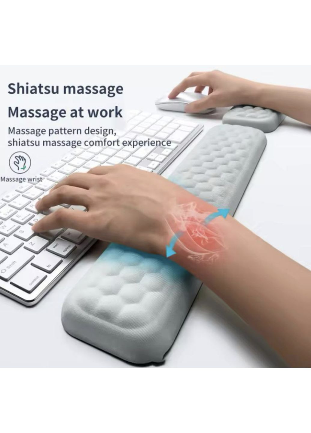 Ергономічний килимок підставка під зап'ястя рук для миші та клавіатури з ефектом пам'яті 1 шт Neon (362577124)