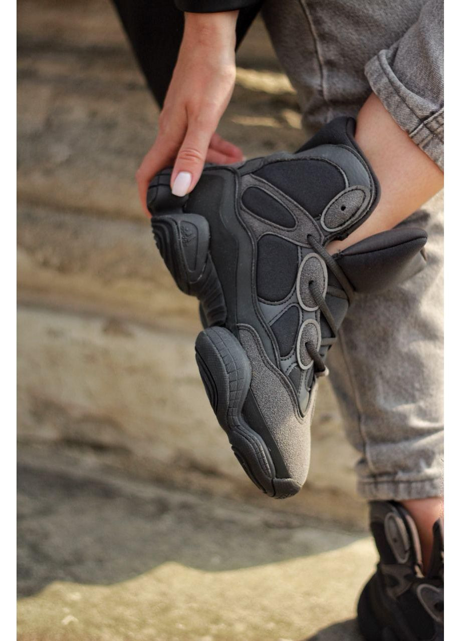 Черные демисезонные кроссовки мужские adidas yeezy boost 500 hight utility black адидас изи буст No Brand