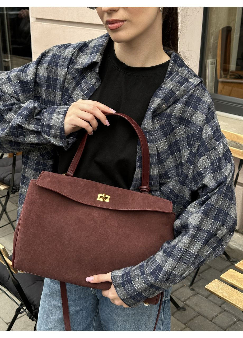 Сумка женская Rodeo Large Suede Burgundy Gold Hardware No Brand (362044586)