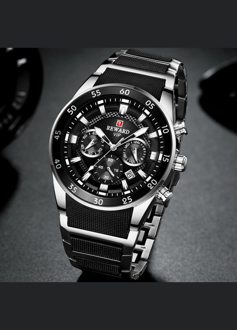 Часы мужские наручные кварцевые классические Reward 81001-Black-Silver (324803190)