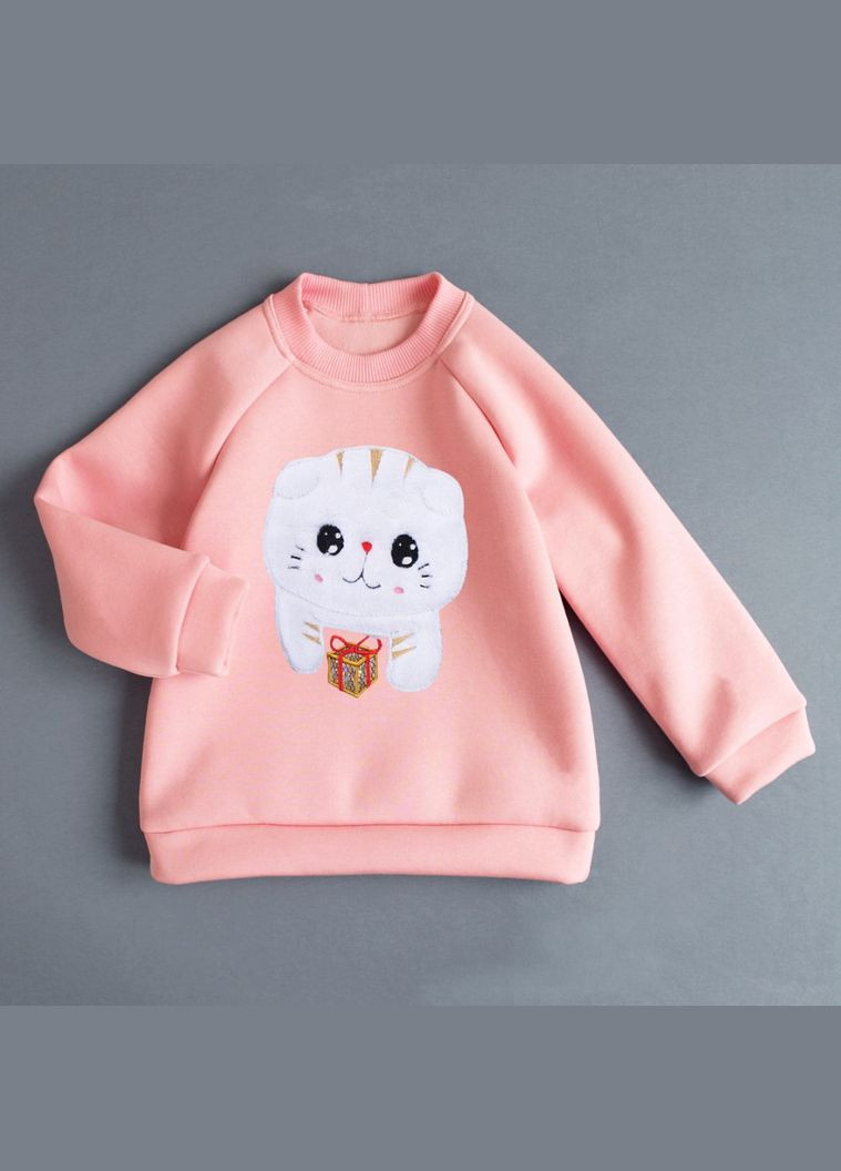 Теплий дитячий світшот з аплікацією котика дівчинці Ladan (301026289)