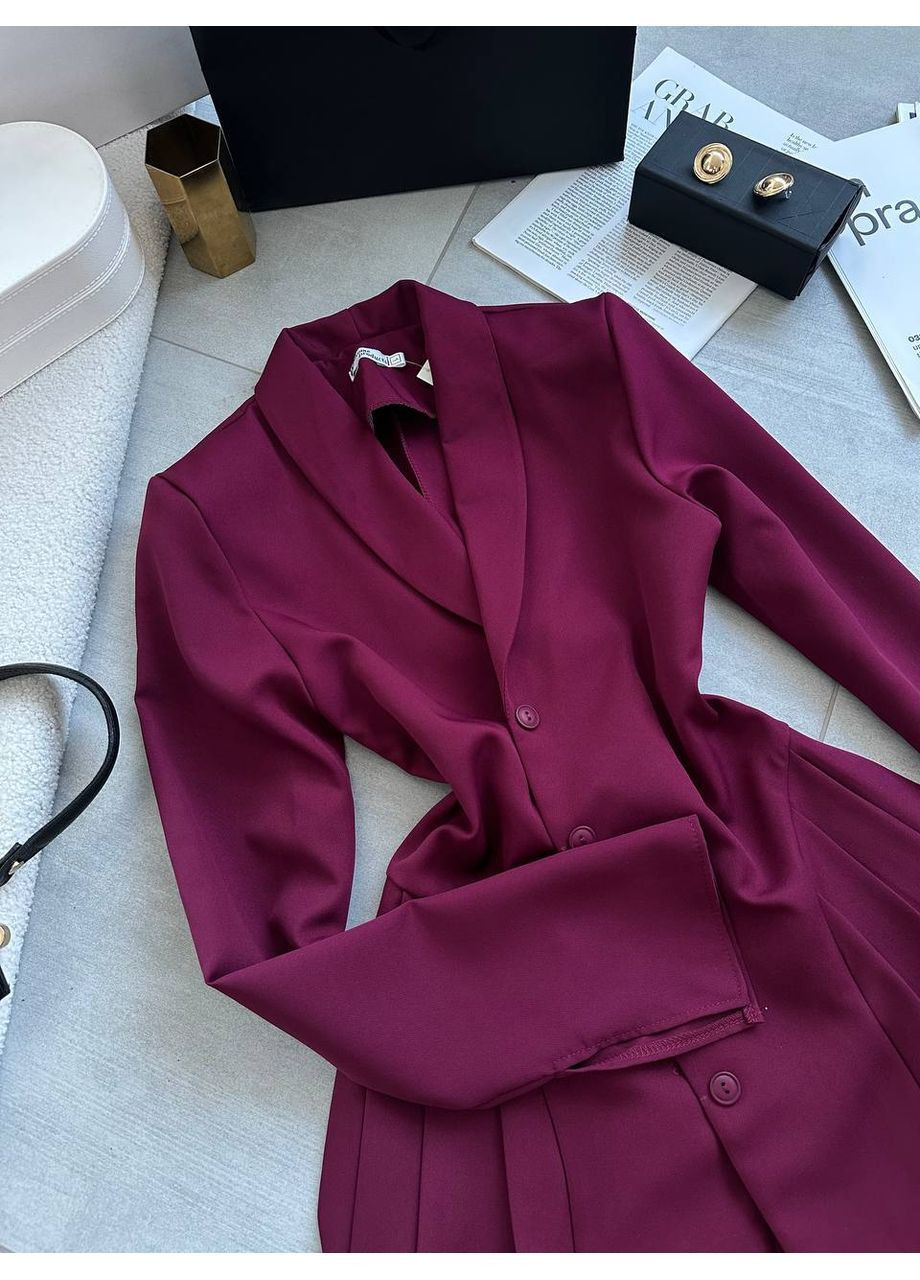 Бордова жіноча сукня-піджак костюмка No Brand