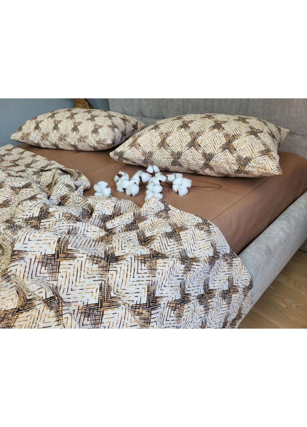 Постельное белье Кофта мокко, ранфорс гофра (жатка) Семейный размер, наволочки 70/70 No Brand (364212987)