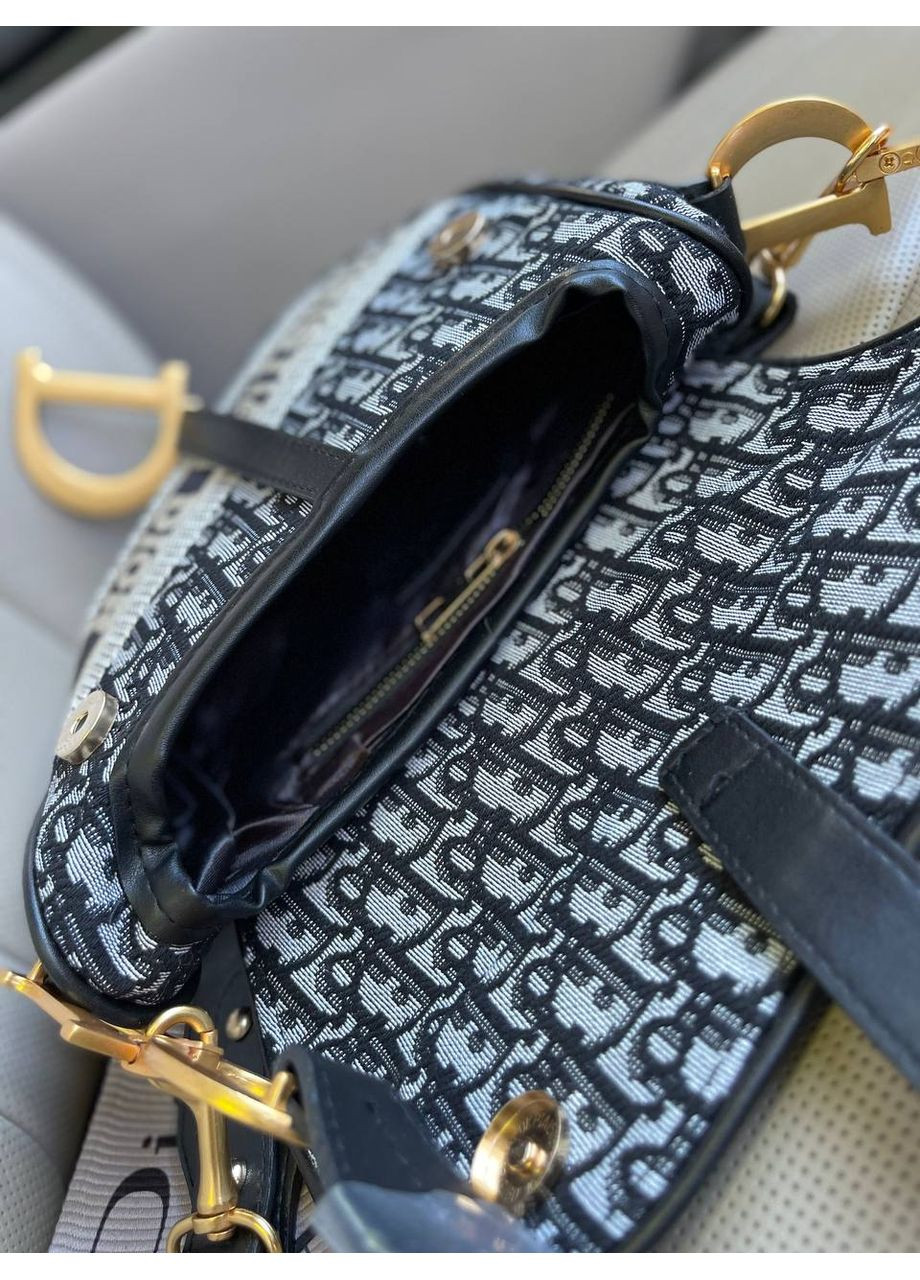 Сумка жіноча сіра Christian Dior Saddleсідло Крістіан Діор Крос-боді текстиль No Brand (355466985)