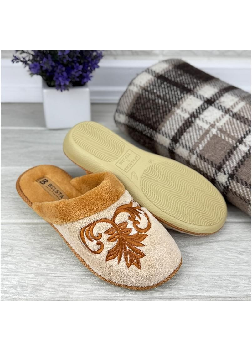 Бежевые тапочки кiмнатнi жiночi е-00211-2 бежевi No Brand