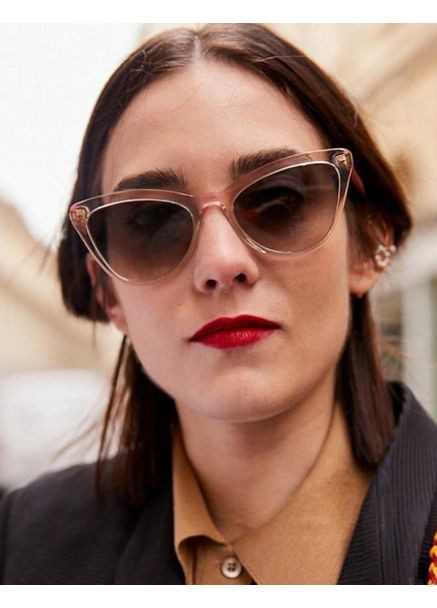 Солнцезащитные очки лисички кошачий глаз женские Прозрачно Бежевые No Brand (365720941)