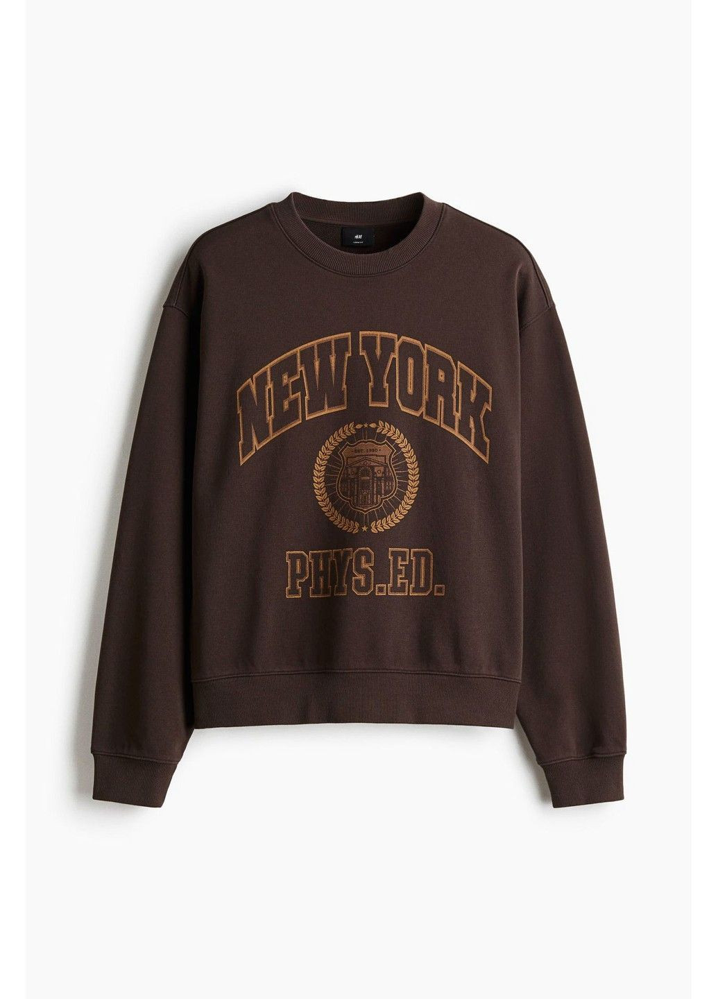 Коричневый мужской свитшот loose fit с принтом (58688) s коричневый H&M (367377288)