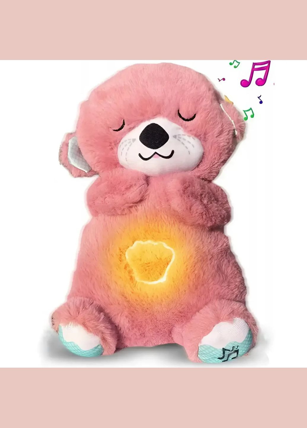 Розовая дышащая плюшевая выдра для сна, мягкая светящаяся игрушка с имитацией дыхания для малышей и детей China (317354076)
