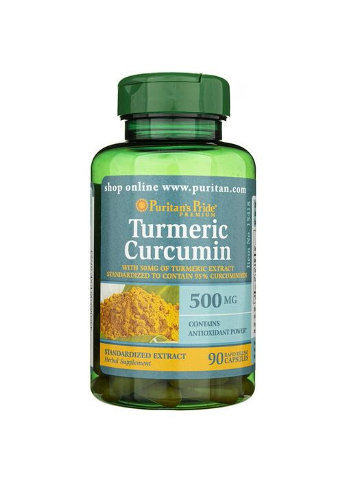 Куркума Puritan's Pride Turmeric Curcumin 500 mg 90 Capsules Puritans Pride (293182874)