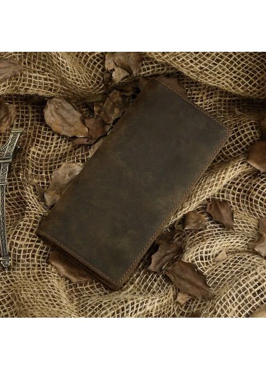 Гаманець чоловічий вінтажна шкіра Коричневий 9х19 см Vintage (391295600)