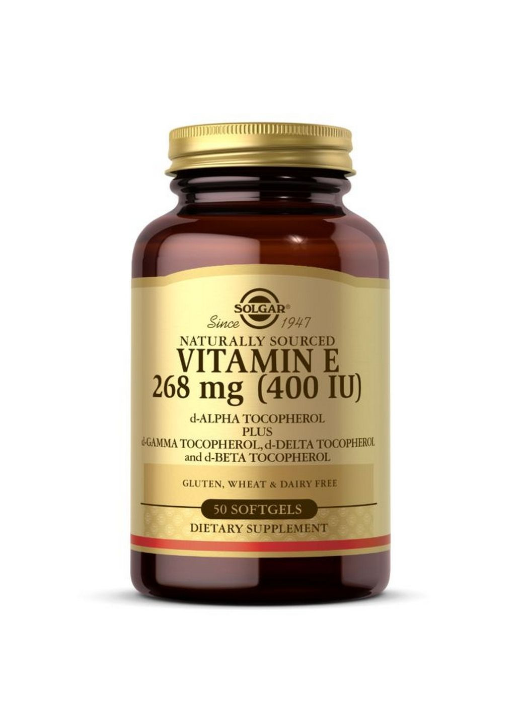 Витамины и минералы Vitamin E 268 mg (400 IU) Mixed Tocopherols, 50 капсул Solgar (293477066)