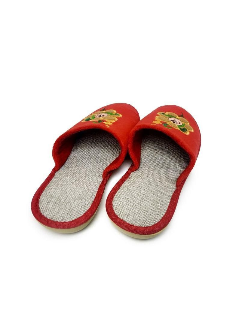 Красные домашние тапочки детские красные с цветком 632 Белста