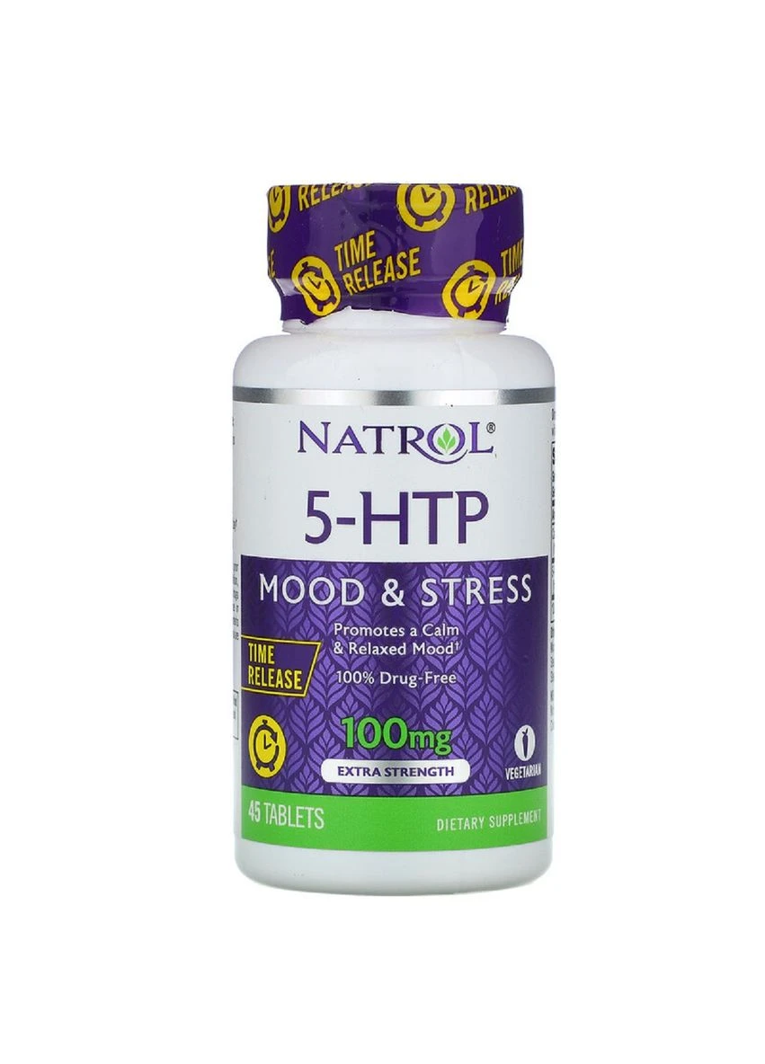 5-HTP (Гідрокситриптофан), 100мг, Повільне Вивільнення, З Підвищеною Силою Дії,, 45 таблеток Natrol (369741464)