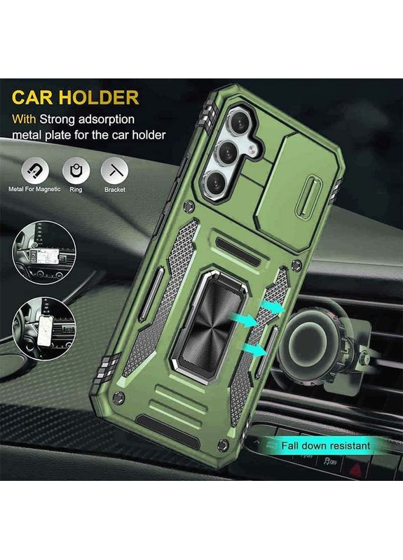 Ударостойкий чехол Camshield Army Кольцо с встроенным кольцом для Samsung Galaxy S22 Зеленый Epik (372499005)